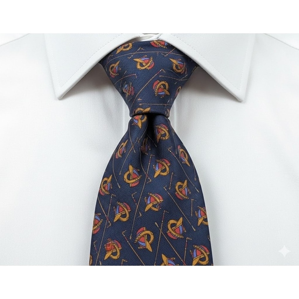 Brooks Brothers Makers Mens Silk Equestrian Polo Mallet Stirrup Tie Made in USA